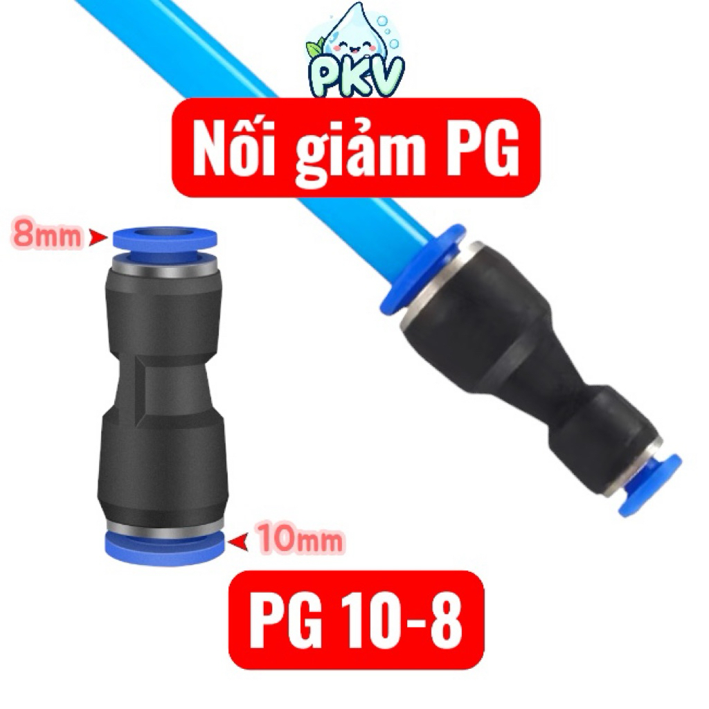[Giá Rẻ] Combo 10 Cút Nối Giảm PG 10-8 (10mm Ra 8mm) – Đầu Nối Ống PU PE PV Khí Nén, Phun Sương, Tưới Nhỏ Giọt