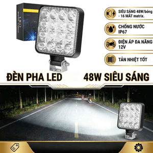 ĐÈN PHA LED 48W 12V CHO XE MÁY, XE ĐIỆN, OFFROAD, XE NÂNG - ĐÈN TRỢ SÁNG 4 INCH KHÔNG GẶP NƯỚC + CẤN TRƯỚC IP65