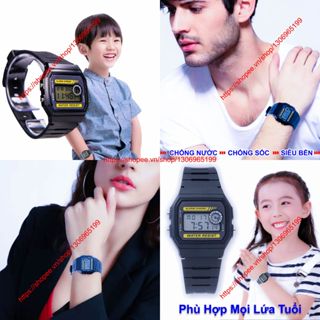 Đồng Hồ Điện Tử F94 Pin Lâu 7 Năm, Chống Nước Tuyệt Đối, Chuông To Đèn Sáng, Made In Thailand,