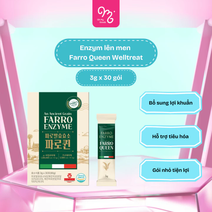 Enzym lên men Hàn Quốc Farro Queen Welltreat (3g x 30 gói), hỗ trợ tiêu hóa, bổ sung lợi khuẩn