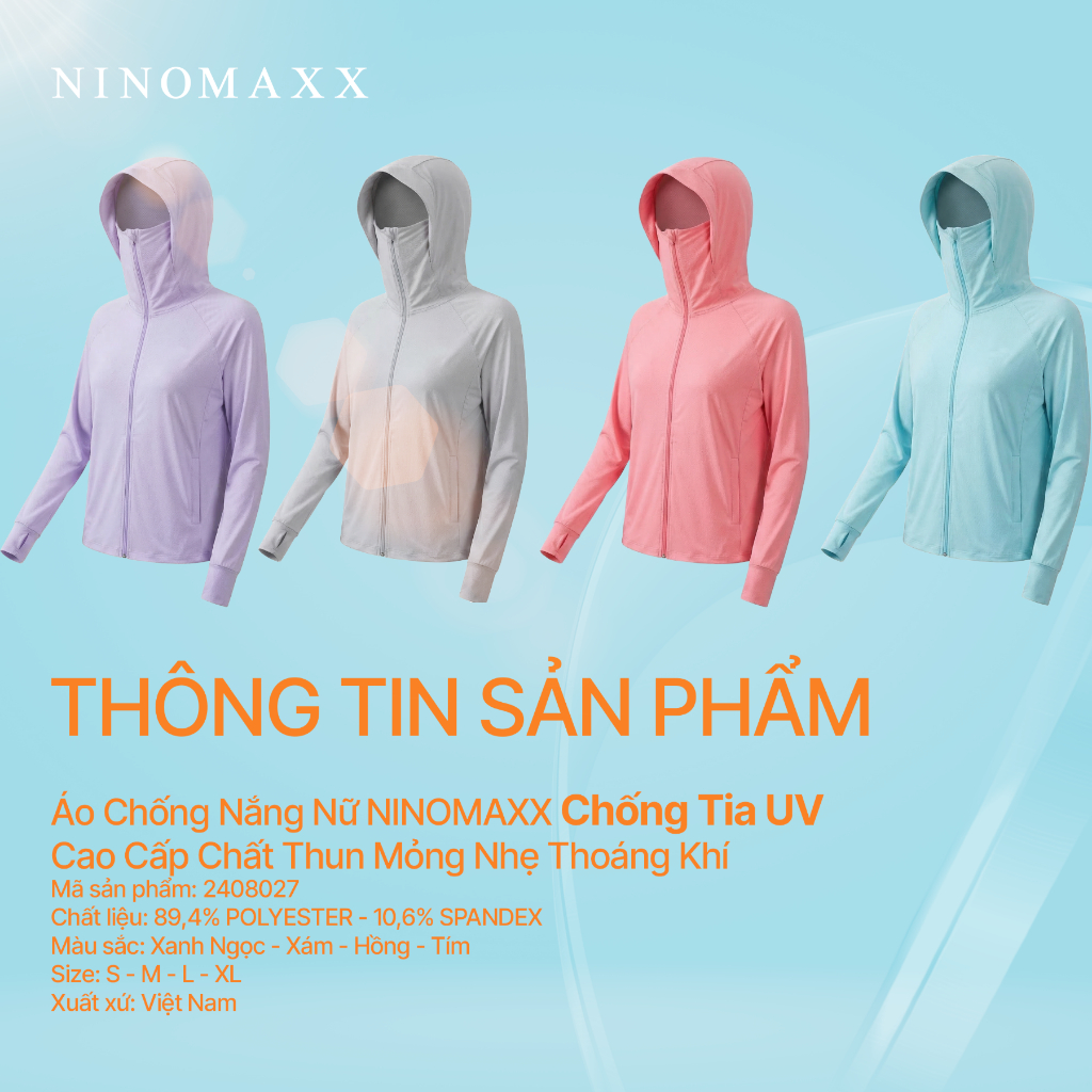 Áo Chống Nắng Nữ Chống Tia UV Cao Cấp Chất Thun Mỏng Nhẹ Thoáng Khí Ninomaxx 2408027