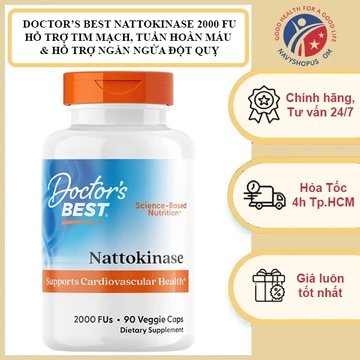 Doctor’s Best Nattokinase 2000 FU – Hỗ Trợ Tim Mạch, Tuần Hoàn Máu & Hỗ Trợ Ngăn Ngừa Đột Quỵ (Mỹ)