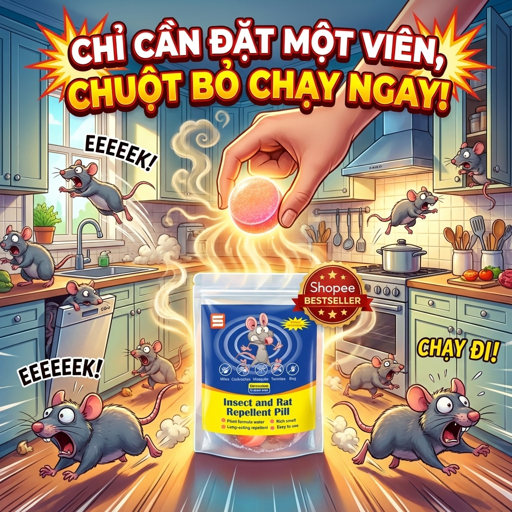 🚀 10.000m² không còn chuột 🐭 Viên & bột đuổi chuột – Mùi tự nhiên, an toàn cho trẻ em & thú cưng ✅