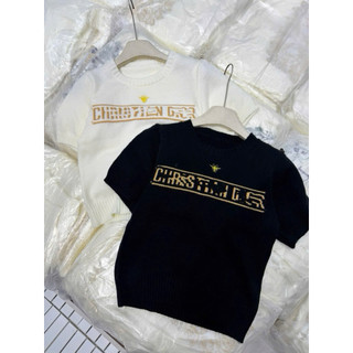 LT - Áo len nữ chữ ngang ngực khuy vai, cổ tròn, len cộc tay cotton knit free size 1624