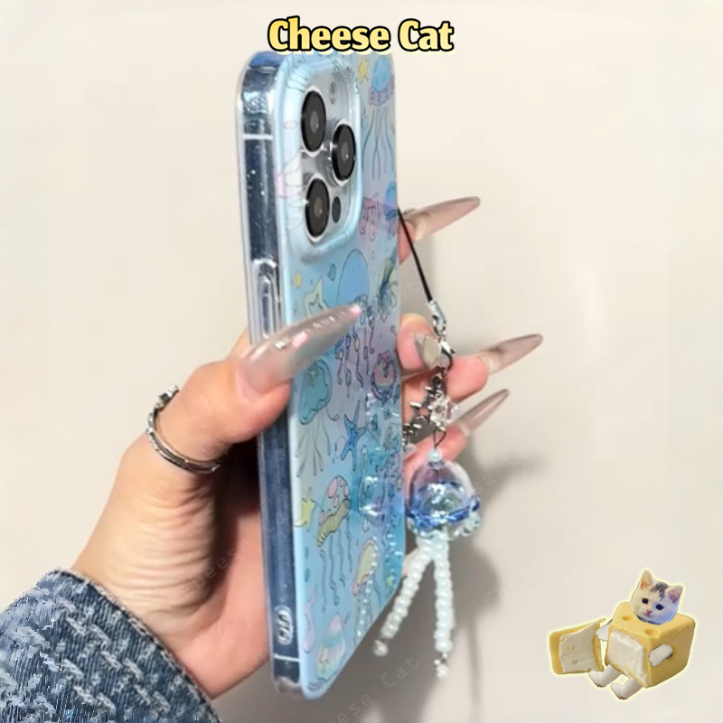 Sứa biển xanh thế giới đại dương cho iPhone 13 14 15 11 12 16 17 Pro Max 17 Air 16E 6 8 7 Plus Xs Max XR