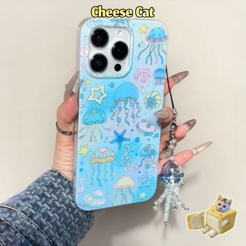 Sứa biển xanh thế giới đại dương cho iPhone 13 14 15 11 12 16 17 Pro Max 17 Air 16E 6 8 7 Plus Xs Max XR