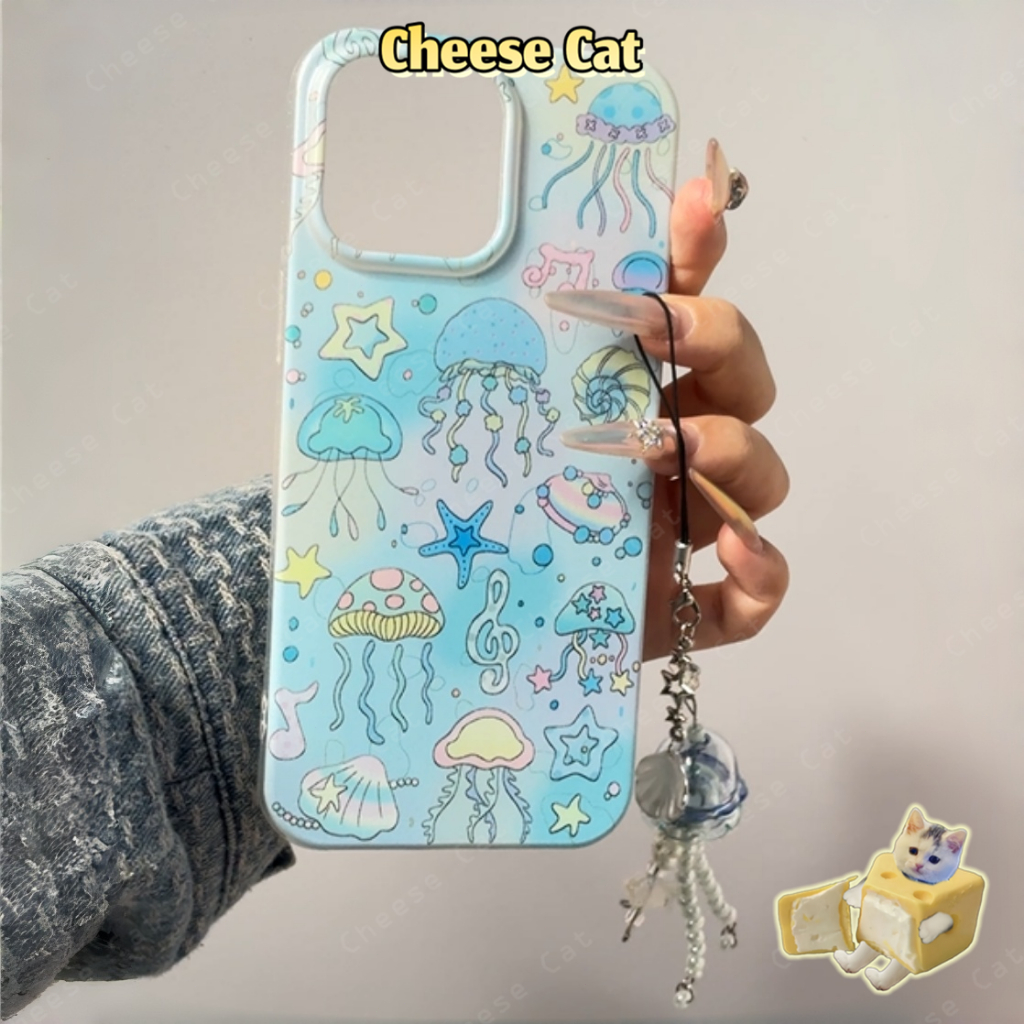 Sứa biển xanh thế giới đại dương cho iPhone 13 14 15 11 12 16 17 Pro Max 17 Air 16E 6 8 7 Plus Xs Max XR