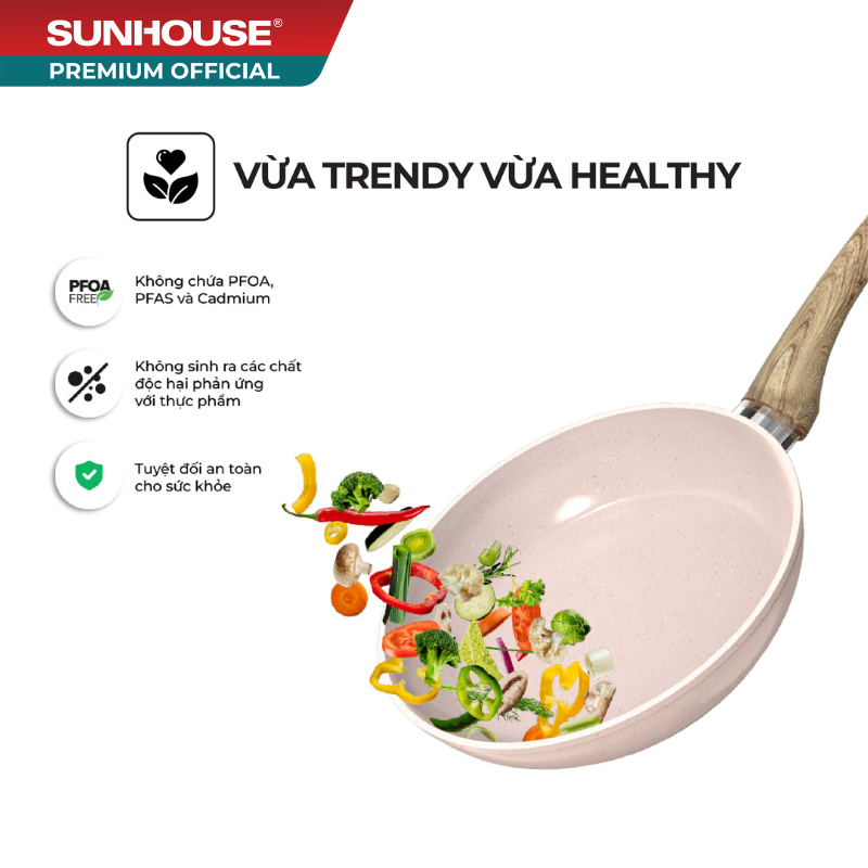 Chảo siêu bền đá đáy từ Sunhouse Trendy SFP18-20-22-24P