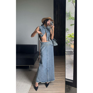 MIDDUA - SET váy DENIM GỒM VJ055 và GIlet07 bán tách lẻ món