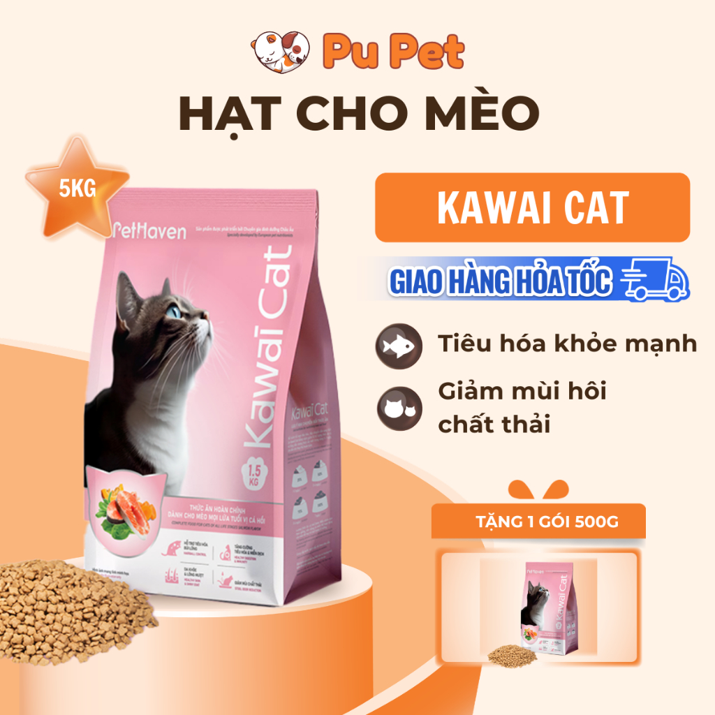 Hạt cho mèo Kawaii Cat 5kg hỗ trợ tiêu hóa khỏe mạnh, giảm mùi hôi chất thải