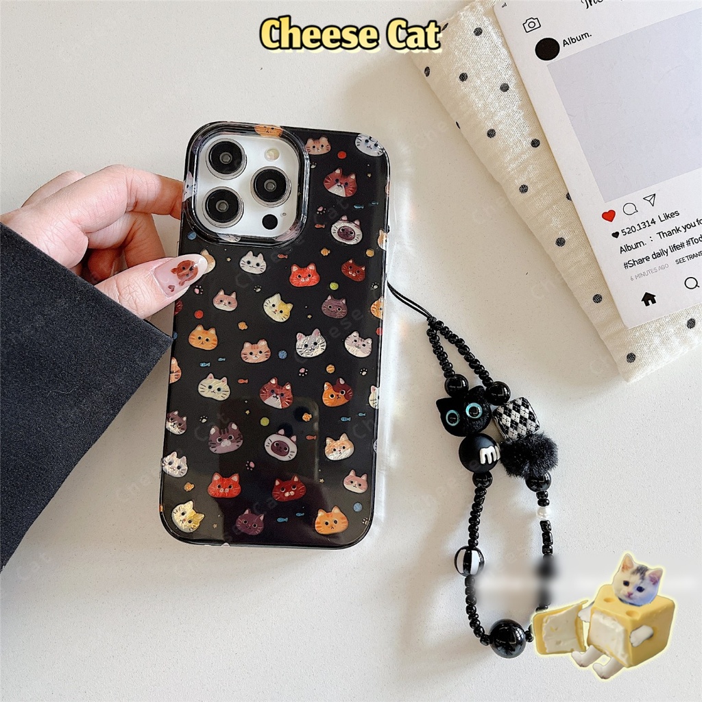 Ốp điện thoại lấp lánh hình mèo dễ thương toàn màn hình cho iPhone 11 12 13 14 15 16 17 Pro Max 7 Plus Xs Max XR