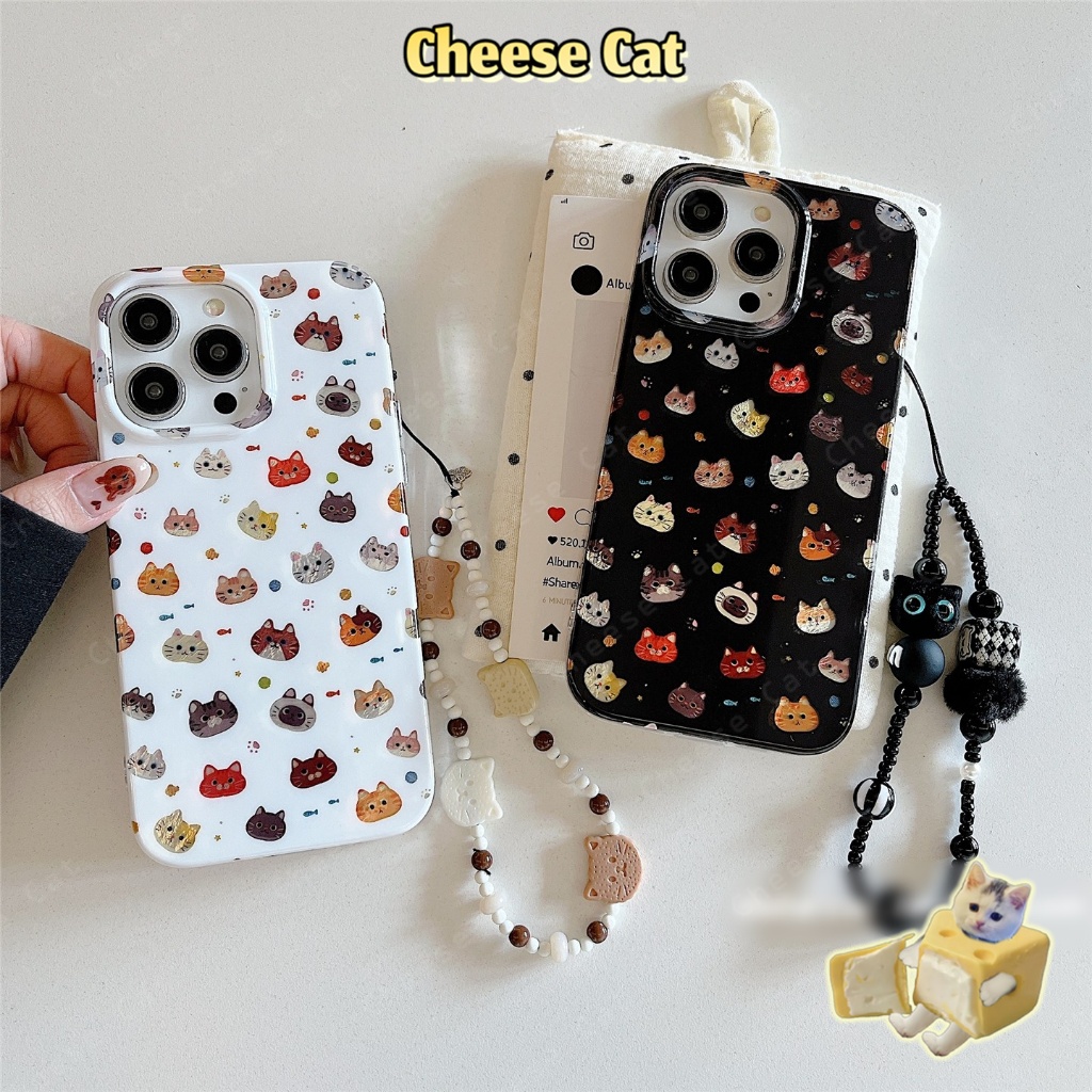 Ốp điện thoại lấp lánh hình mèo dễ thương toàn màn hình cho iPhone 11 12 13 14 15 16 17 Pro Max 7 Plus Xs Max XR