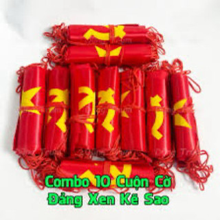 Combo 10 Cuộn Dây Cờ Tổ Quốc & Cờ Đảng Xen Kẽ - Cờ Dây Trang Trí Sự Kiện, Lễ Hội