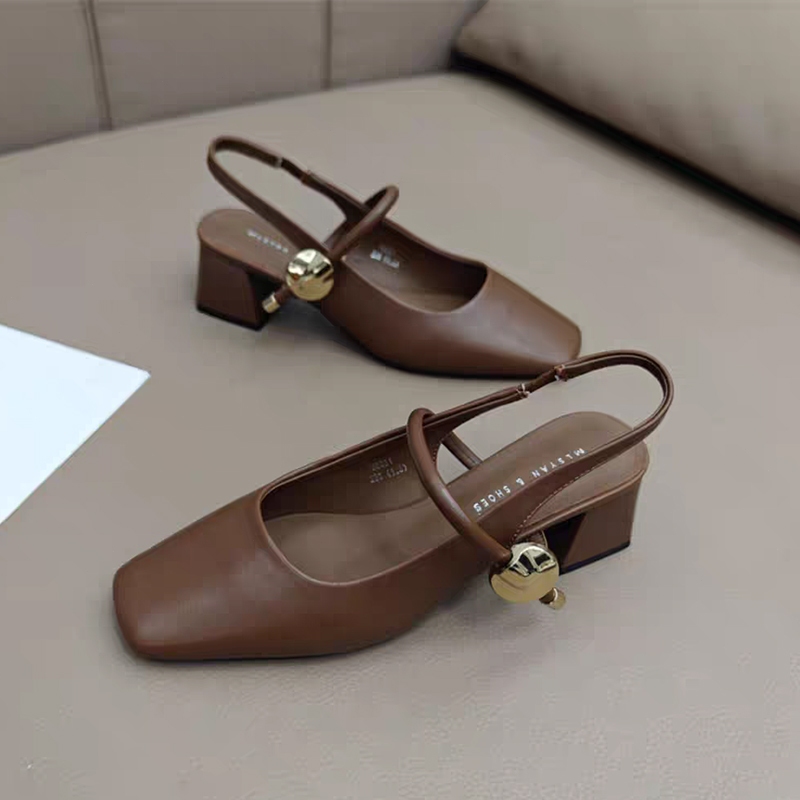 [PY] Giày Mary Jane quai ngang hở gót đế vuông gót bản thoải mái cho nữ công sở trẻ