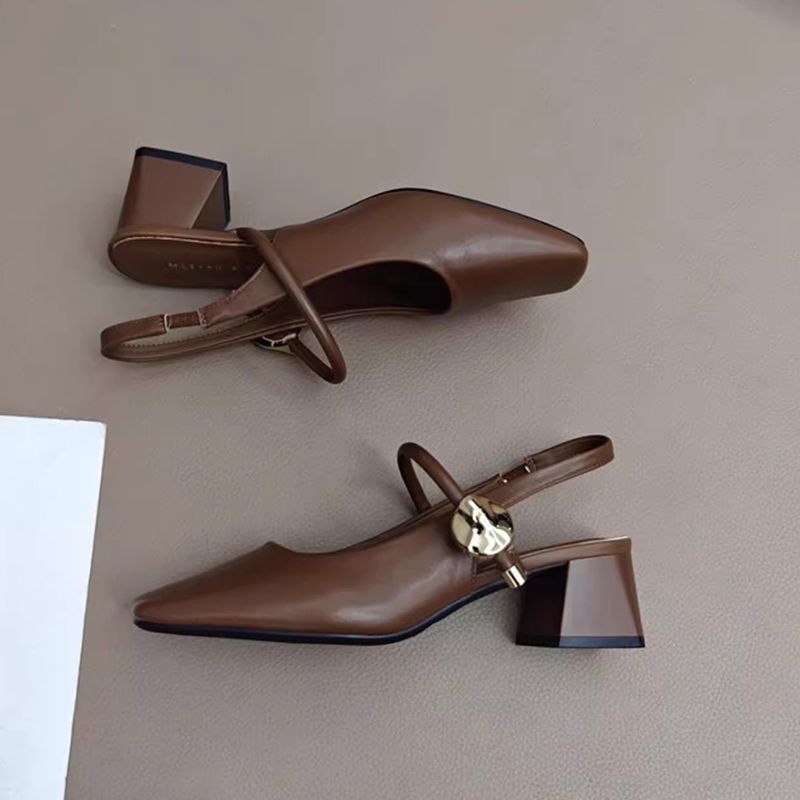 [PY] Giày Mary Jane quai ngang hở gót đế vuông gót bản thoải mái cho nữ công sở trẻ