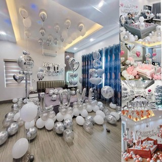 Combo Các Set Bóng Nhũ, Bóng Lồng Kim Tuyến Trang Trí Phòng Cưới Tân Hôn Đầy Đủ, Lãng Mạn