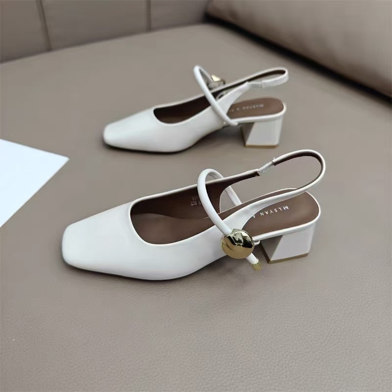 [PY] Giày Mary Jane quai ngang hở gót đế vuông gót bản thoải mái cho nữ công sở trẻ