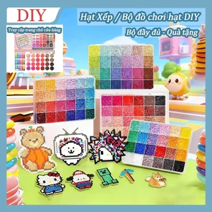 Bộ dụng cụ đầy đủ Hạt Perler 24 màu, 8400+ chiếc, Đồ chơi ủi nhiệt ghép hình pixel thủ công, Quà tặng thủ công cho trẻ