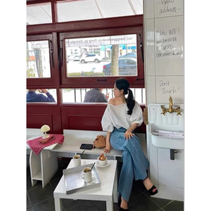 𝗛𝗮𝗻 - Áo Linen lệch vai