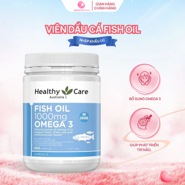 Thực phẩm bổ sung Omega 3 Healthy Care 1000mg dầu cá Úc hỗ trợ trí não tim mạch 300mg Omega-3
