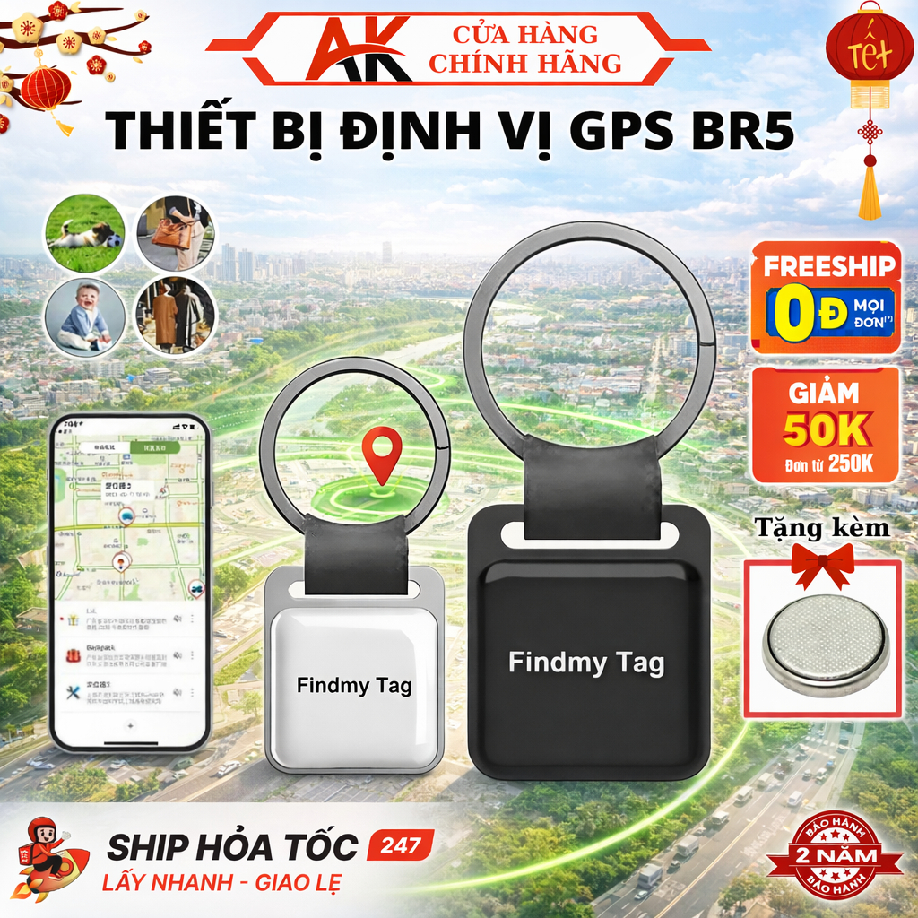 Thiết Bị Định Vị Toàn Cầu GPS FindmyTag BR5 Nhỏ Gọn, Tiện Lợi, Theo Dõi Đồ Đạc, Bảo Hành 2 Năm