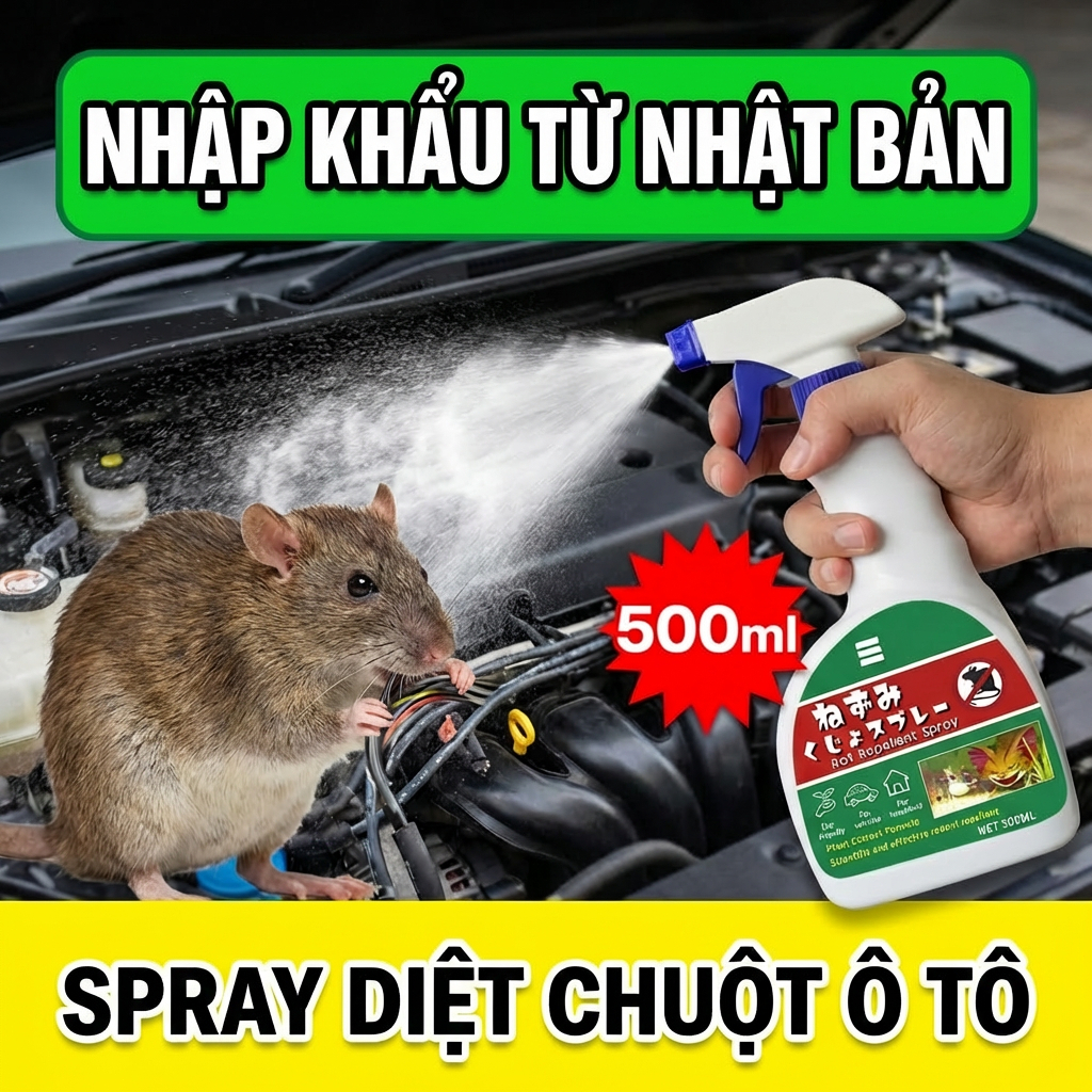 🐭 Chuột ngửi là chạy 🐭 Xịt đuổi chuột 500ml – Gel & thuốc đuổi chuột, đuổi chuột trong xe, khoang máy, và trong nhà