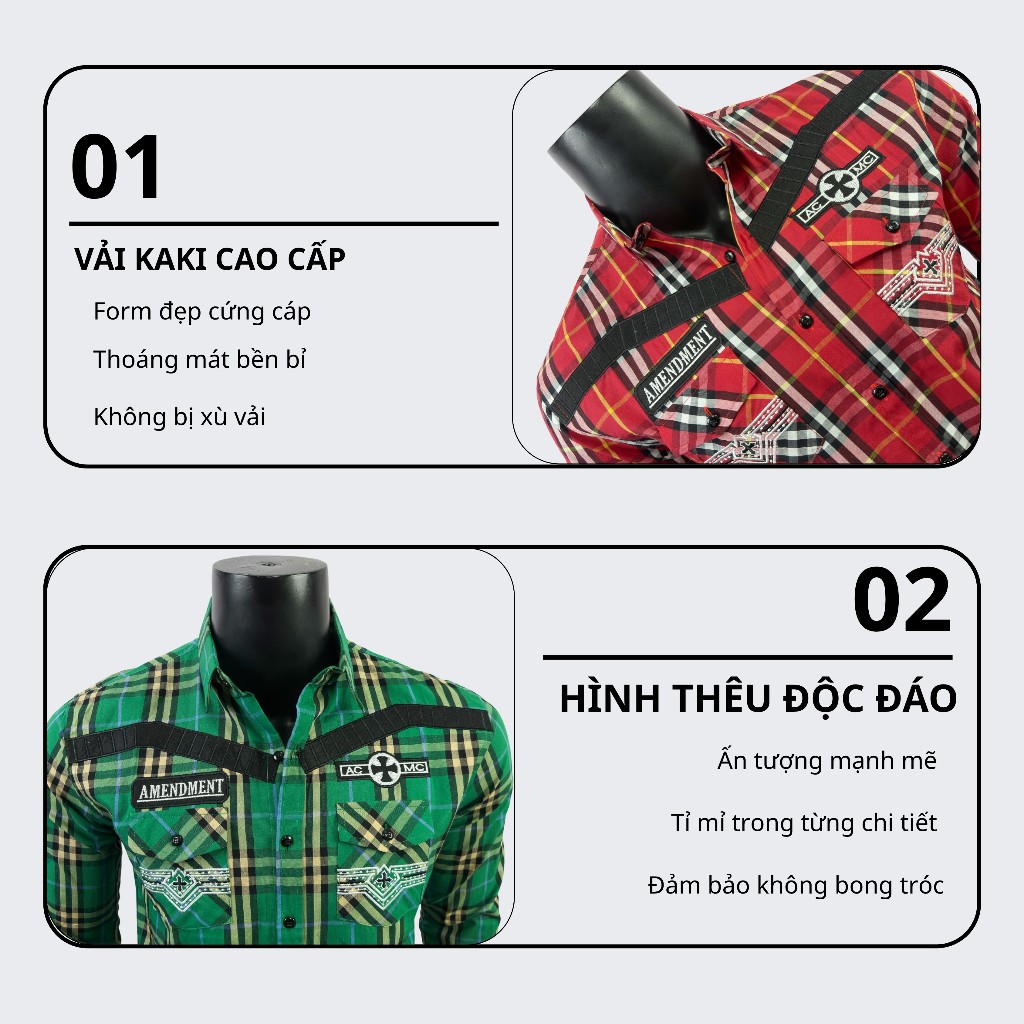 Áo Sơ Mi Nam Tay Ngắn Họa Tiết Caro Thêu Thời Thượng Chất Lụa Cotton Thoáng Mát Form Tôn Dáng 2315