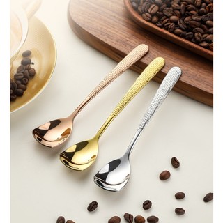 ( M9 ) Muỗng Cà Phê Cán Ngắn m9 Inox 304  Vàng và Bạc Sang Trọng, Thiết Kế Lưới Độc Đáo