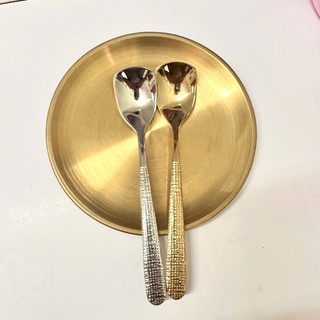 ( M9 ) Combo 5 Muỗng  10 muỗng cà phê Inox 304 Cao Cấp Cán Dập Vân Chống Trượt  Bề Mặt Bóng Gương Sang Trọng, 2 Màu Vàng