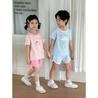Bộ đồ bé gái bé trai 3-8 tuổi chất liệu cotton Lycra thoáng mát chữ thêu nổi hàng QC D1272