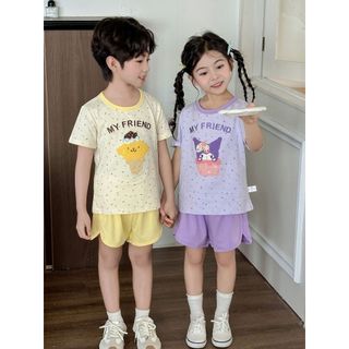 Bộ đồ bé gái bé trai 3-8 tuổi chất liệu cotton Lycra thoáng mát chữ thêu nổi hàng QC D1272