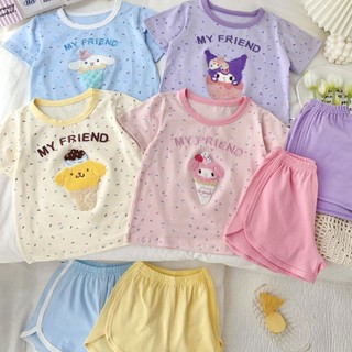 Bộ đồ bé gái bé trai 3-8 tuổi chất liệu cotton Lycra thoáng mát chữ thêu nổi hàng QC D1272