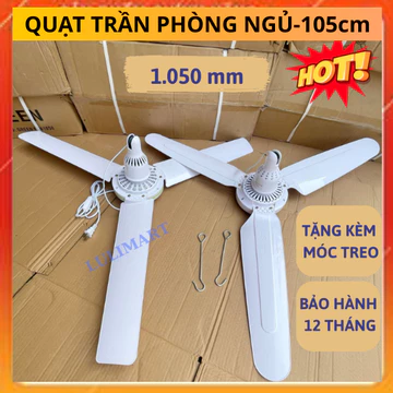Quạt trần 3 cánh quay 105cm, quạt treo trần phòng ngủ nhỏ, Quạt trần phòng khách quạt đuổi ruồi muỗi