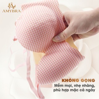 Áo Ngực Su Kẻ Ca Rô Mút Vừa Thông Hơi, Áo Lót Nữ Không Gọng Cúp Ngang, Nâng Ngực Đẹp AMYBRA A923