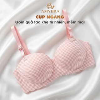 Combo 3 Áo Ngực Su Kẻ Caro Mút Vừa Thông Hơi - Set 3 Áo Lót Nữ Không Gọng Cup Ngang AMYBRA A923