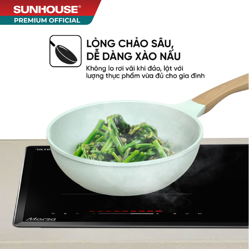 Chảo phủ sứ an toàn đáy từ SUNHOUSE HEALTHY SBDS20MT - 24MT - 26MT - 28MT