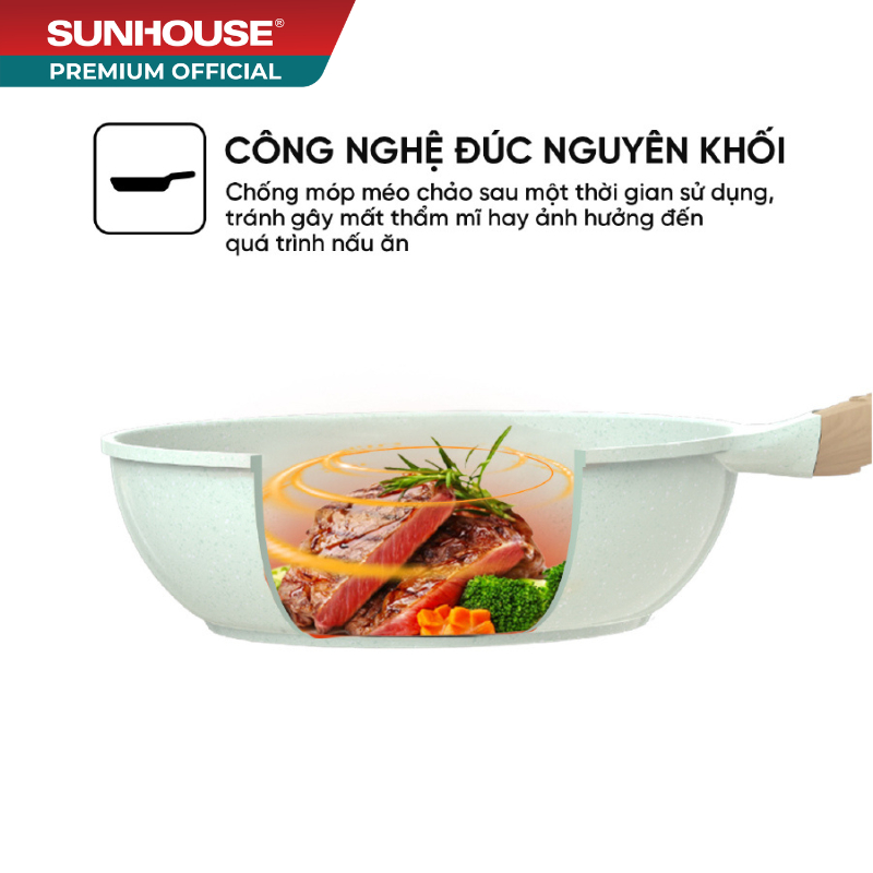 Chảo phủ sứ an toàn đáy từ SUNHOUSE HEALTHY SBDS20MT - 24MT - 26MT - 28MT