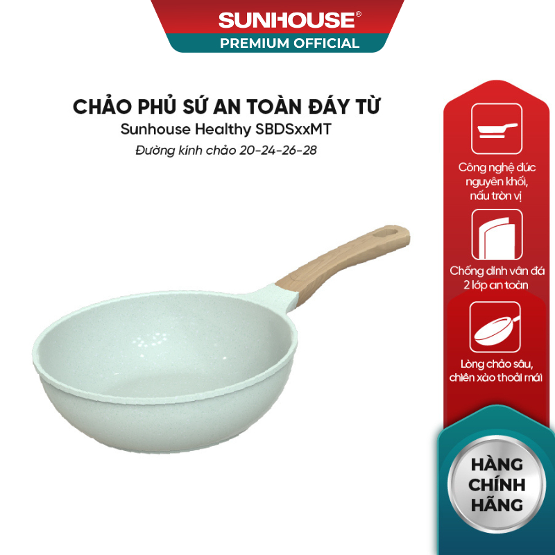Chảo phủ sứ an toàn đáy từ SUNHOUSE HEALTHY SBDS20MT - 24MT - 26MT - 28MT
