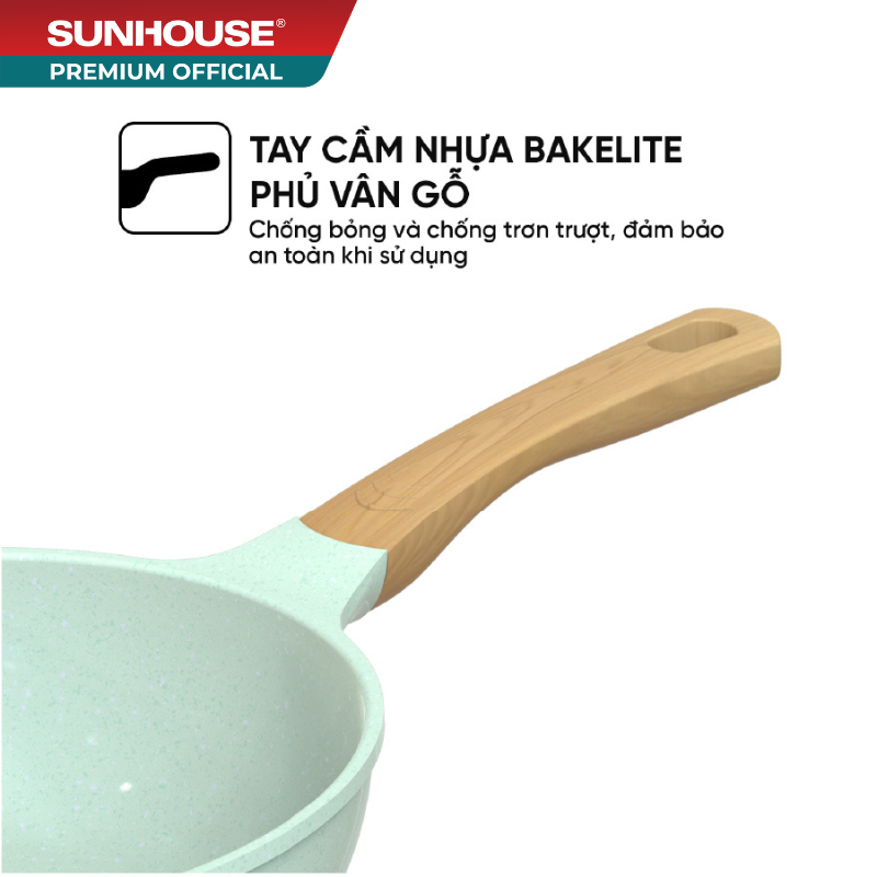 Chảo phủ sứ an toàn đáy từ SUNHOUSE HEALTHY SBDS20MT - 24MT - 26MT - 28MT