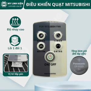 Điều khiển quạt Mitsubishi chính hãng tặng kèm pin cho quạt cây