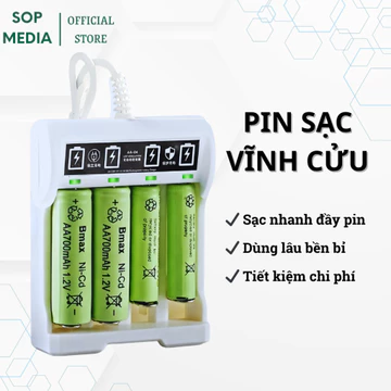 Bộ sạc pin con thỏ AA / AAA sạc độc lập 4 khe cắm sạc pin USB SOPMEDIA dùng điện vi tính, sạc điện thoại