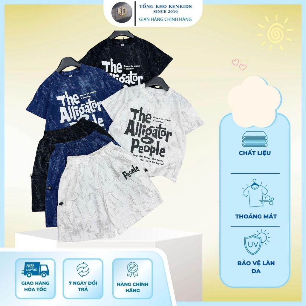 Bộ Quần Áo Bé Trai in chữ ALLIGATOR Chất Liệu Cotton không bai xù, Mềm Mịn, Mát, Thấm Hút Mồ Hôi Tốt, size từ 17-60kg