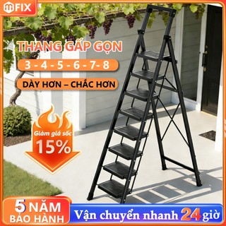 Thang Gấp Gọn Thang Chữ A Thang Carbon Steel Gấp Gọn 3-8 Bậc Tải Trọng 500kg Thang kim loại Bảo hành 2 năm