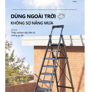 Thang Gấp Gọn Thang Chữ A Thang Carbon Steel Gấp Gọn 3-8 Bậc Tải Trọng 500kg Thang kim loại Bảo hành 2 năm