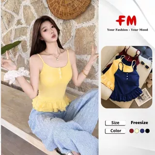 Áo Hai Dây Nữ FMSTYLE Dáng Croptop - Áo Thun Gân 2 Dây Phối 3 Nút Lai Cá Tính Tôn Vòng 1 26030209