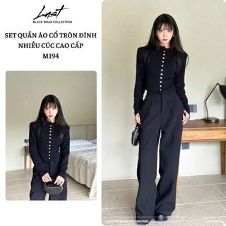 Set quần áo cổ tròn đính nhiều cúc cao cấp LUST chất liệu dày dặn M194_O