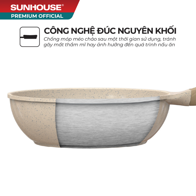 Chảo phủ sứ an toàn đáy từ Sunhouse Healthy SBDS20-24-26-28MC - Chống dính Ceramic - Dùng mọi loại bếp