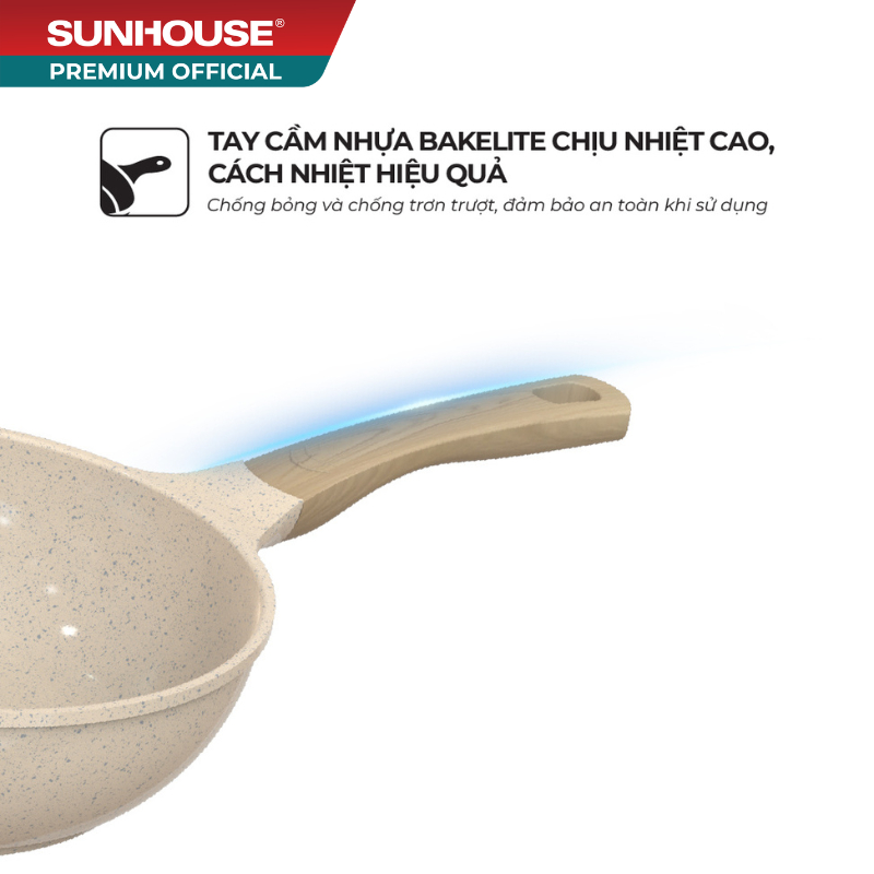 Chảo phủ sứ an toàn đáy từ Sunhouse Healthy SBDS20-24-26-28MC - Chống dính Ceramic - Dùng mọi loại bếp