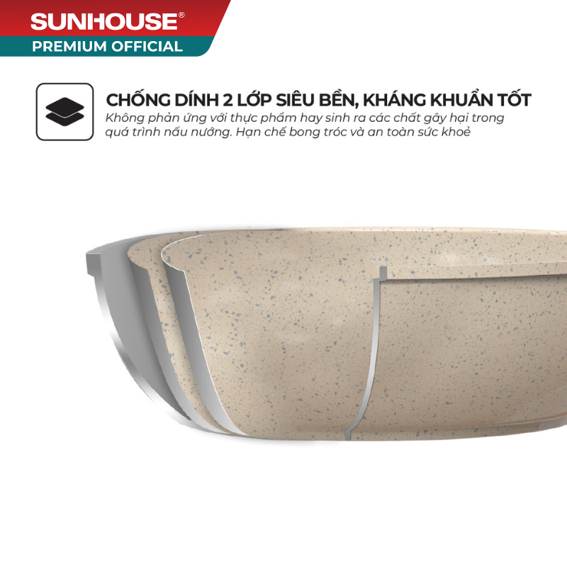 Chảo phủ sứ an toàn đáy từ Sunhouse Healthy SBDS20-24-26-28MC - Chống dính Ceramic - Dùng mọi loại bếp