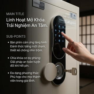 Két Sắt Vân Tay Sinh Trắc Học Cao Cấp - Thiết Kế Wabi-Sabi Sang Trọng, Mở Khóa Siêu Tốc 0.1s, Lót Da PU Chống Trầy